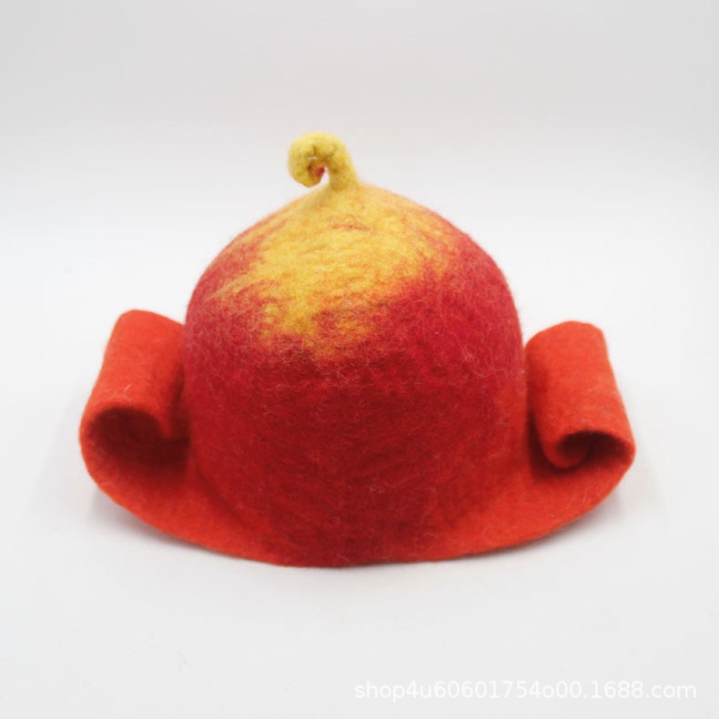 Chapeau népalais en laine fait main, chapeau en feutre, chapeau de fée, chapeau de sorcier, chapeau à longues oreilles. chapeau pour enfant: Rouge