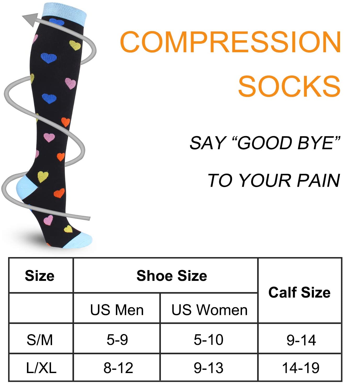 Compression Socks for Men and Women 6 Pairs Per Set 20-30 MmHg Nursing Athletic Travel Flight Socks Compression Knee High