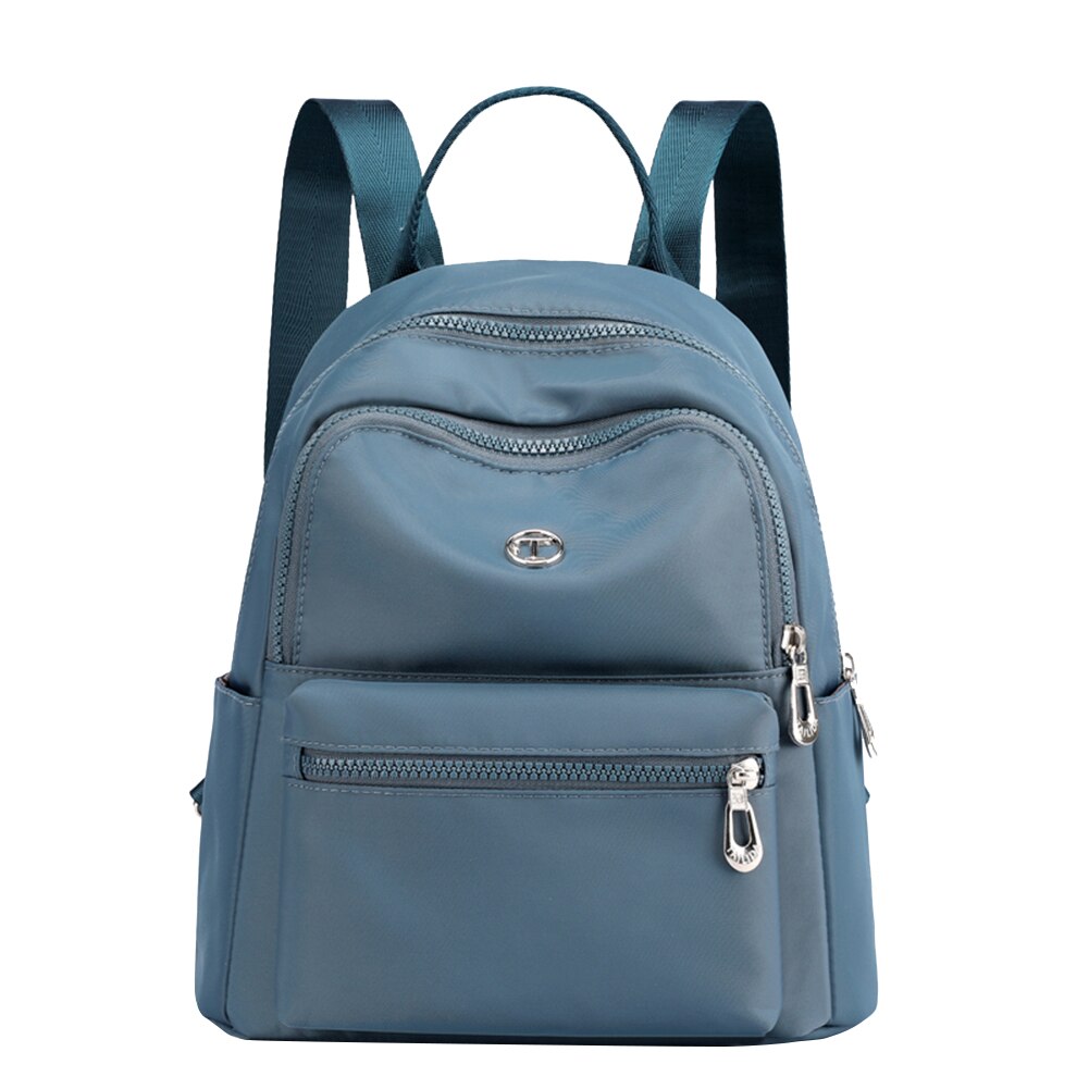 Décontracté en Nylon femmes école sac à dos étudiants filles imperméable à l'eau épaule livre sacs couleur unie quotidien voyage dames école sac à dos: Bleu ciel