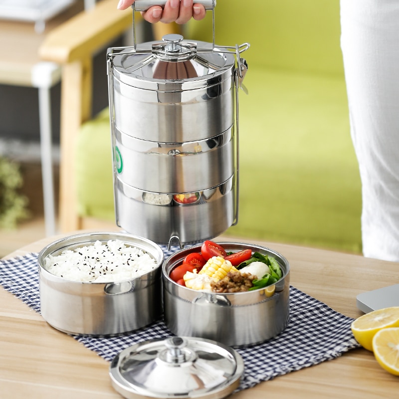 Thermos Food Container Lunch Box Stainless Steel 1.4L 2.1L 2.8L School Bento Box Storage Portable Lunchbox Dinnerware