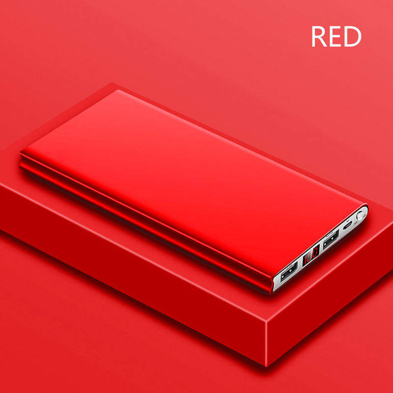Powerbank 20000 mah, zwei usb-ausgänge, ultradünn, externer akku mit digitalanzeige, tragbares ladegerät