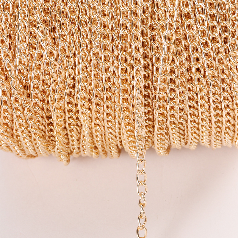 Cadena plana en forma de O de 2 metros, cadena de Metal fina extendida de 2,5/3,5/4,5mm, collar DIY, cadena para el cuerpo, accesorios de cadena para hacer joyas: L / Rojo