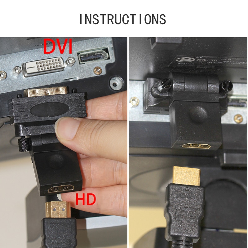 90 180 graden rotatie dvi 24+1 to hdmi-compatibele adapter dvi naar  hd 1080p hdtv-converter voor pc  ps3 projector tv-box