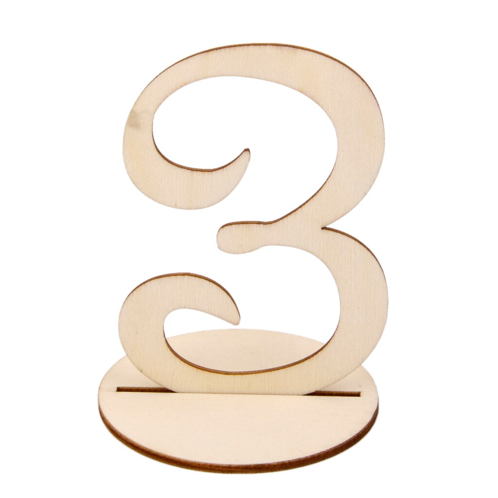 MDF Wooden Shape 10cm Table Numbers Base Base Wedding Birthday Party French Wooden Table Numbers 1 to 10 Wedding Party Decor