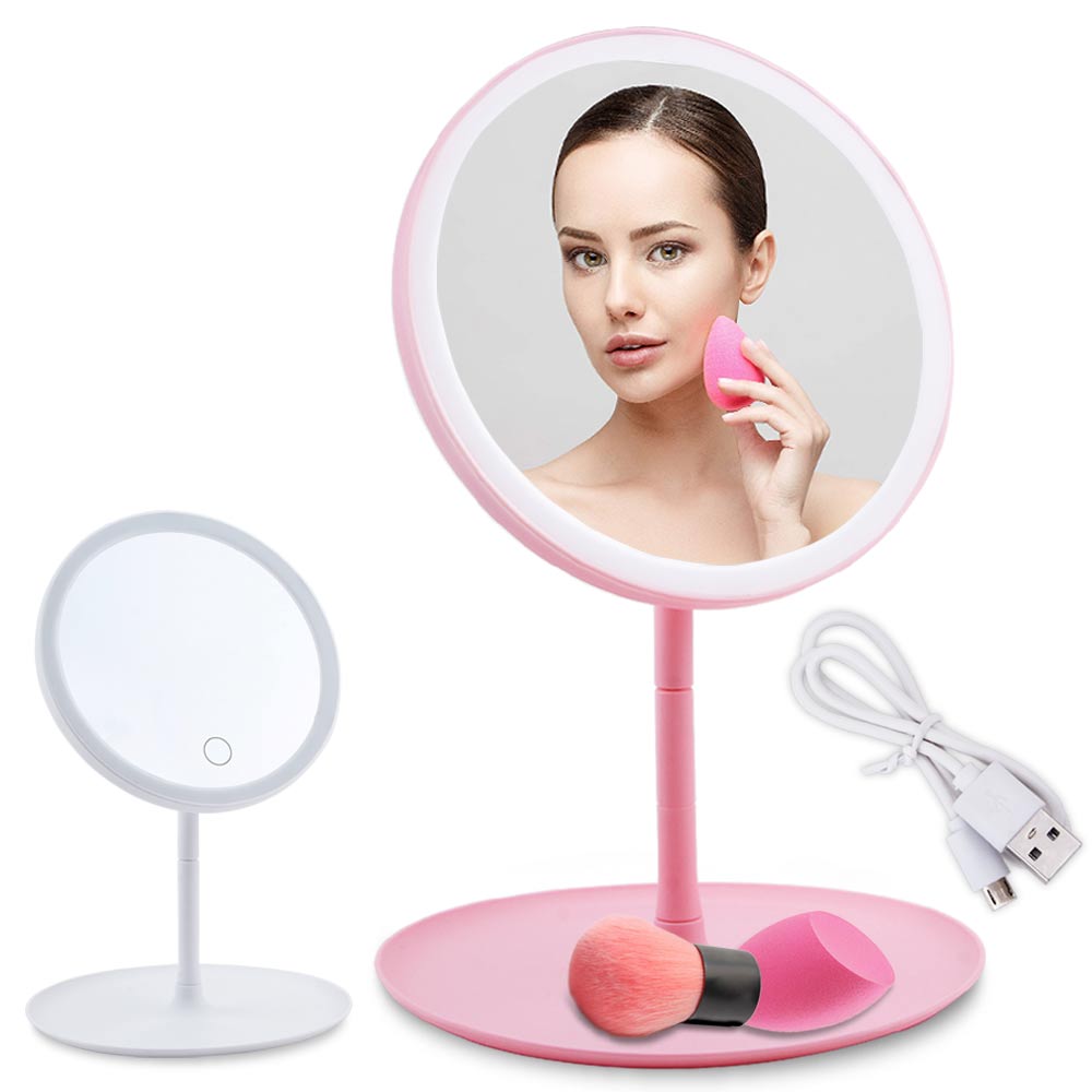 LED Illuminated Makeup Mirror Touch Screen Vanity Mirror Lights with Adjustable Natural White Daylight Mirrors Makeup Cosmetics