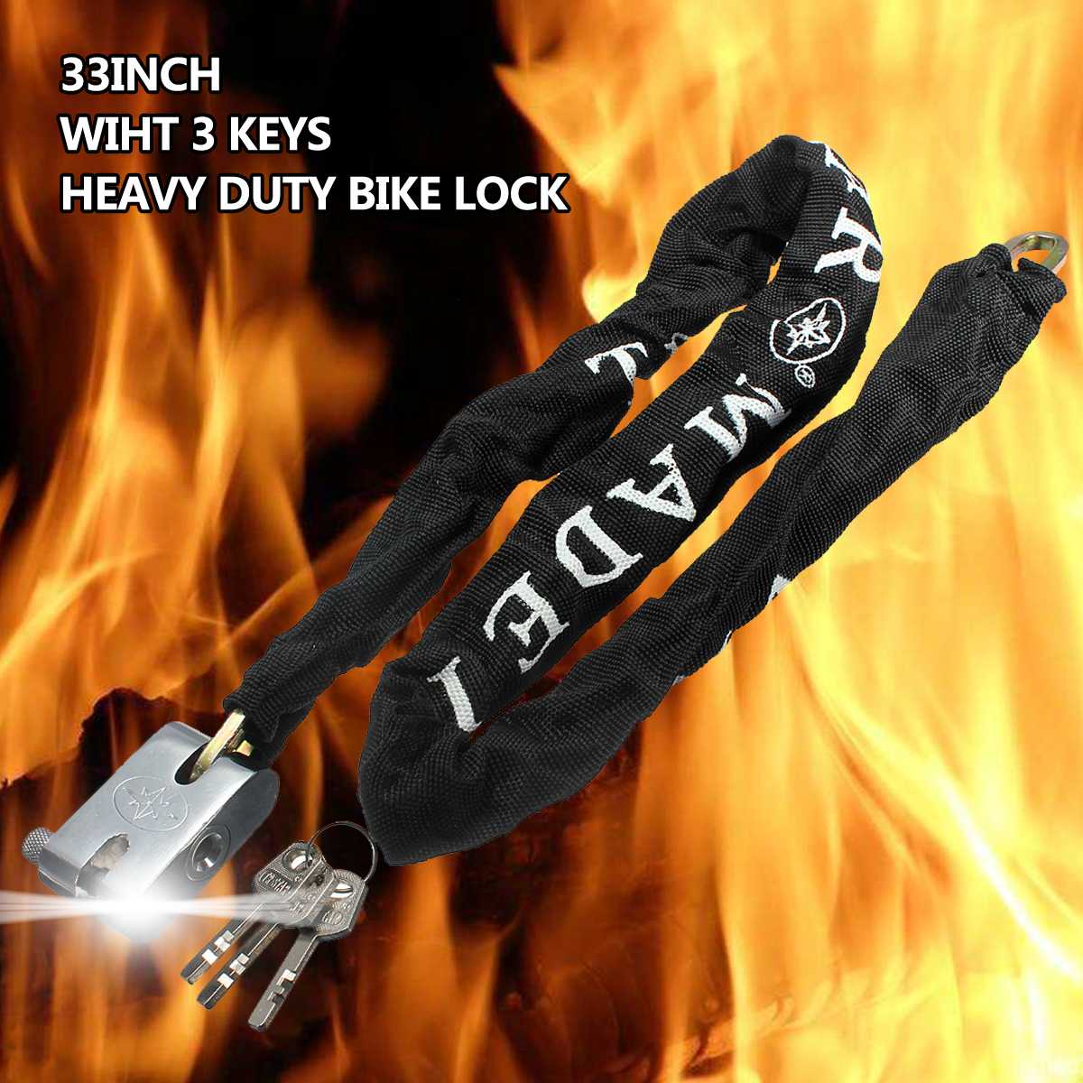 Car Motocycle Bicycle Lock Safe Metal Anti-Theft Outdoor Bike Chain Lock Security Reinforced Cycling Chain Lock Protector Safe