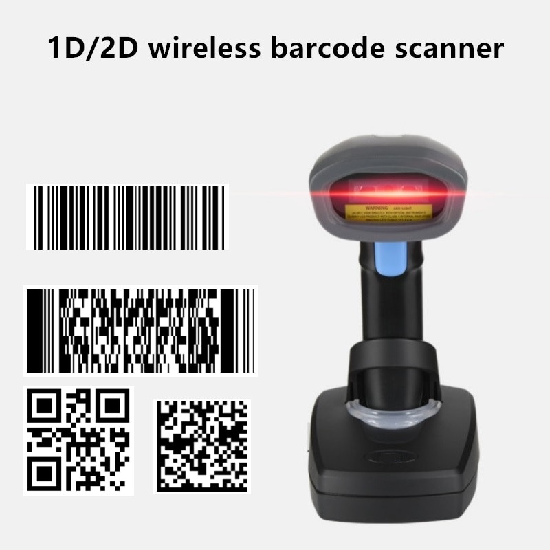 Techlogic 2D Wireless Barcode Scanner mit Stand Automatische Scan Handheld 1D/2D QR Code PDF417 Daten Metrix Reader Inventar POS