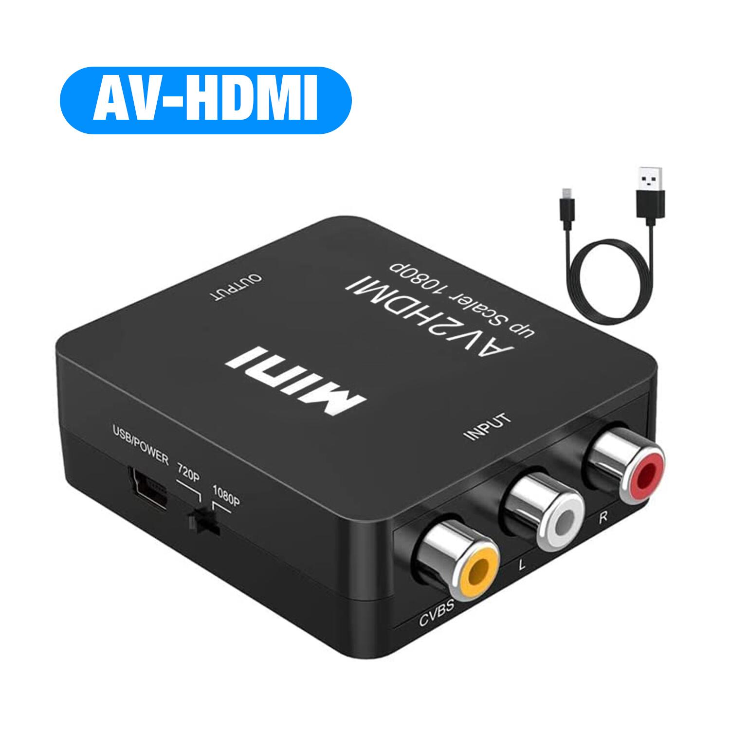 HDMI To AV RCA Adapter Converter MINI Box RCA AV CVSB LR Video Composite AV Scaler Converter For PC HDTV Projector: Red
