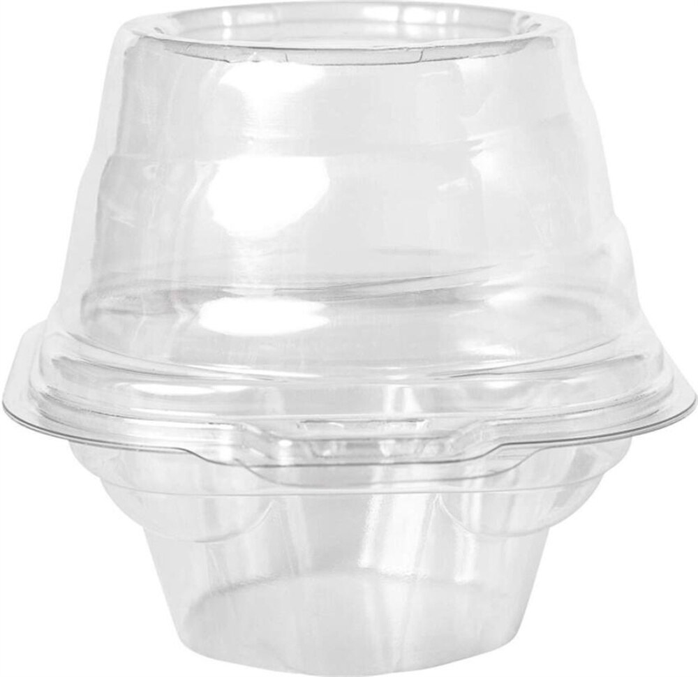 100pcs/lot Individual Plastic Cupcake Containers Disposable - Mini Fluted Cake Container - BPA Free Single Muffin To Go Case