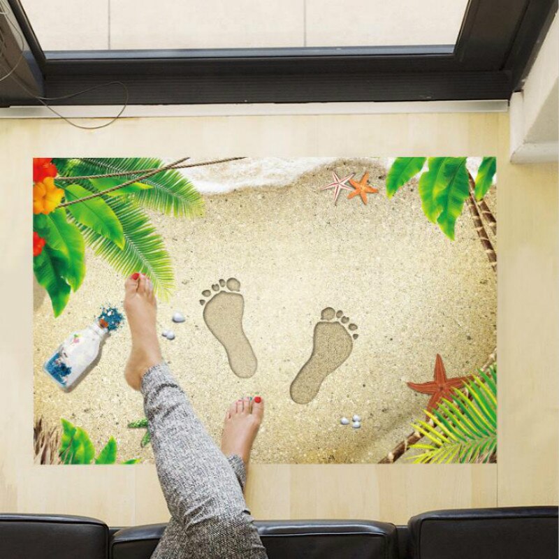 3D Floor Sticker Pvc Beach Simulation Footprint Wall Sticker Art Children Room Decor Romantic Floor Decal Waterproof