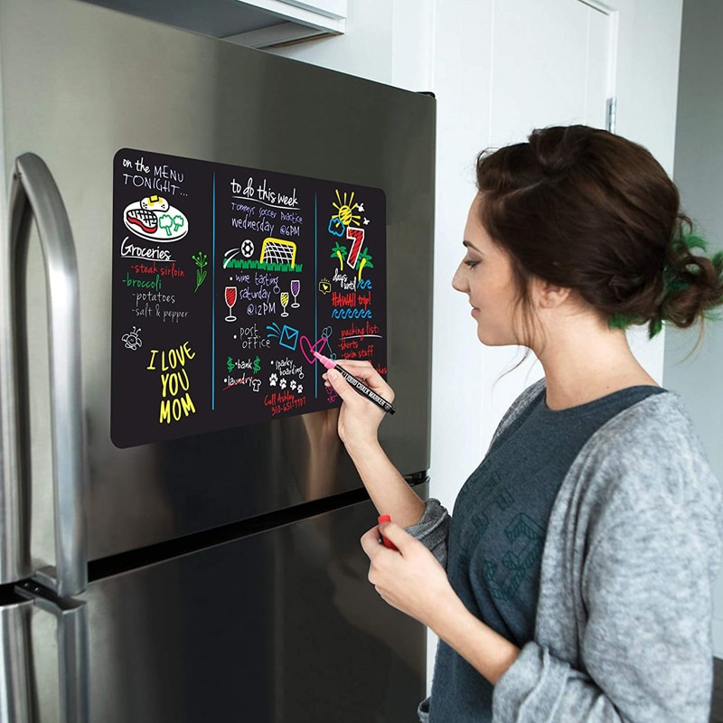 A2 Size Magnetic Chalkboard Chalk Board BlackBoard Fridge Stickers Wall Waterproof Draw Board Calendar Dust Free Liquid Pen