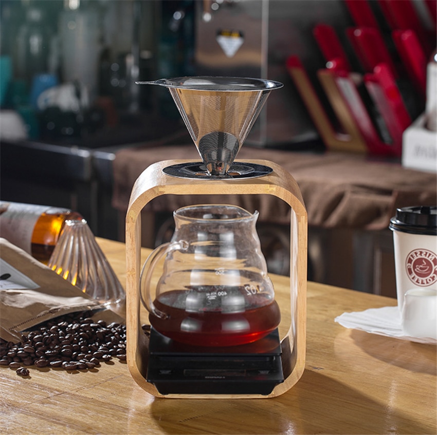 Kahvi puinen suodatin kuppipidike tippa suodatinpaperi suodatinsarja espresso kahvi vakaa teline kahvinkeitin kahvinkeitin