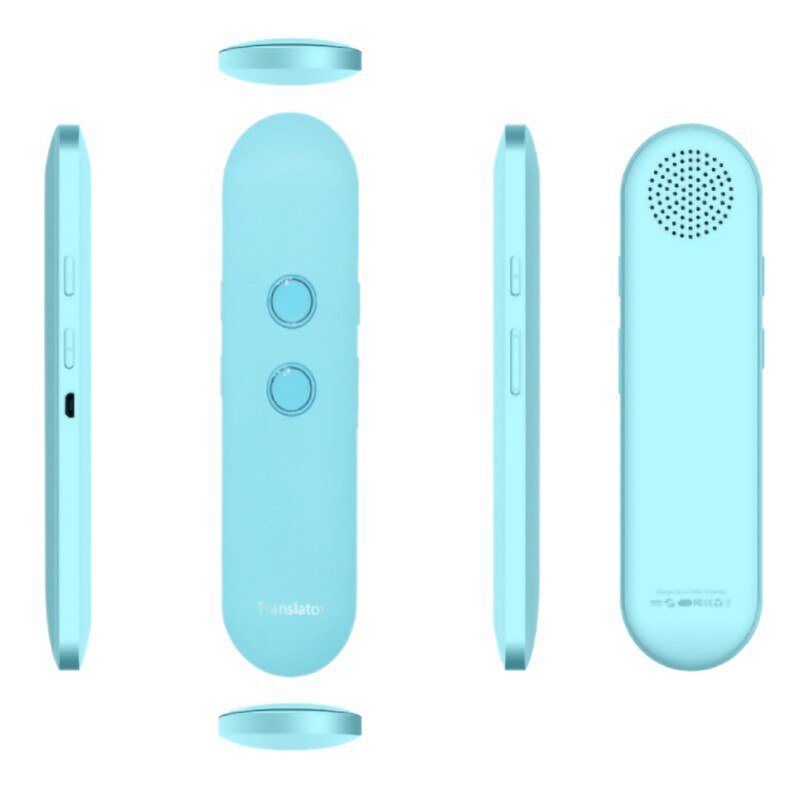 Traductor de voz portátil inteligente portátil en tiempo Real 42 traductor de varios idiomas Bluetooth: Azul