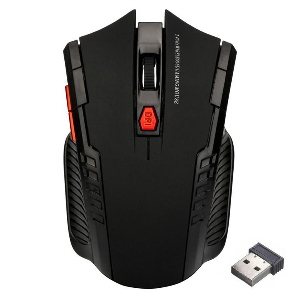 2.4Ghz Draadloze Muis Verstelbare Dpi Muis 6 Knoppen Optical Gaming Mouse Gamer Draadloze Muizen Met Usb-ontvanger Voor Computer pc: black