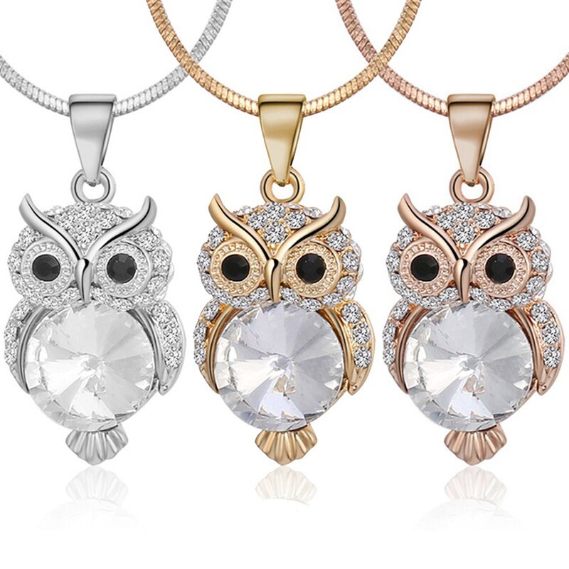 Collier en Zircon pour femme, mignon, hibou, lune, lettre, pendentif, étoiles, exquis, romantique, bijoux de fête de la saint-valentin