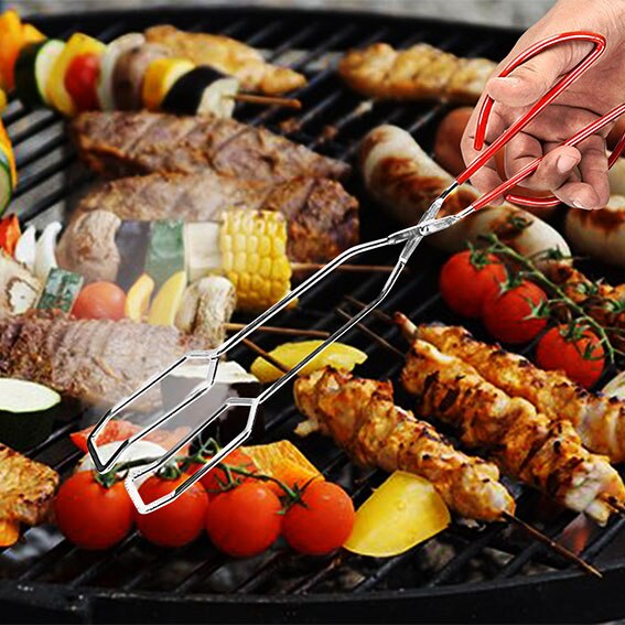6pcs Stainless Steel BBQ Meat Sticks Long chef grill Food Holders Skewers Needle Prongs for Barbecue Party Skewers: 2