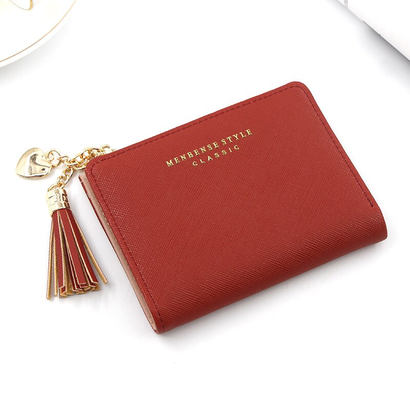 Gland femmes Portefeuille petit Portefeuille mignon femmes court en cuir femmes portefeuilles sac à main avec fermeture éclair portfolio femelle sac à main embrayage: Red