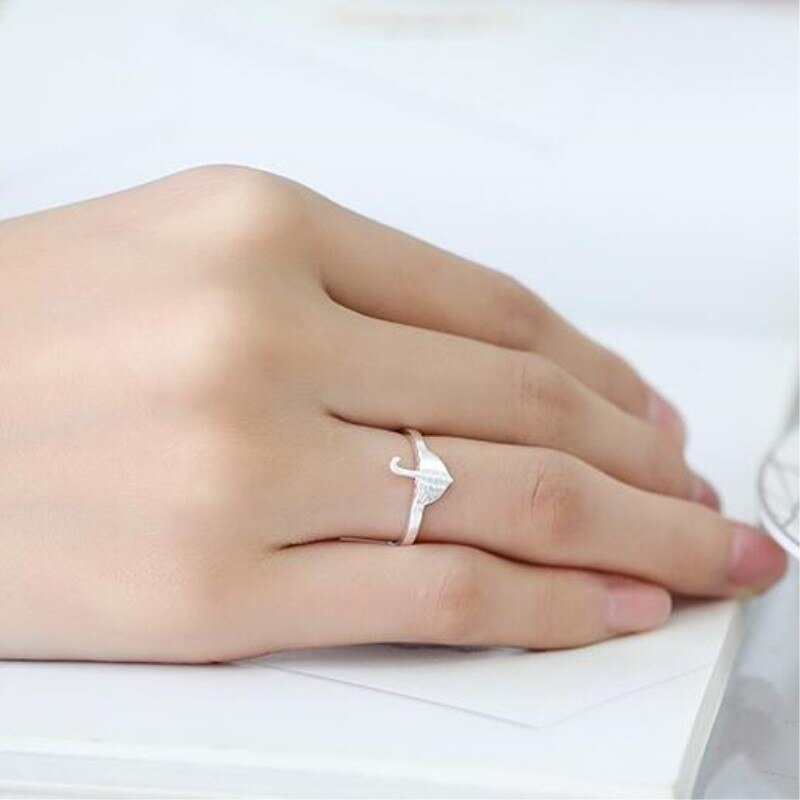 Simple Korean Style 925 Sterling Silver Jewelry Umbrella Brushed Tool Opening Rings SR202