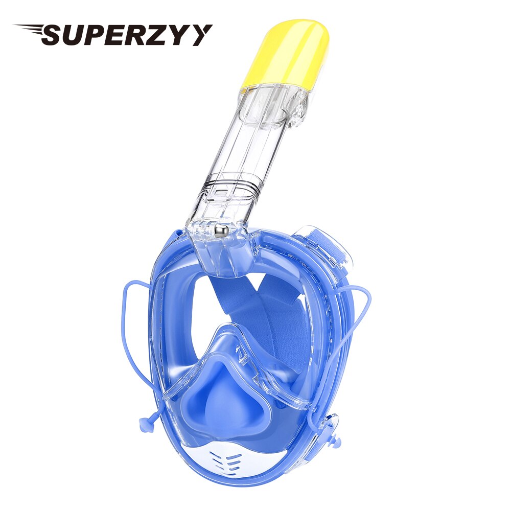 SOFT NOSE Diving Mask Full Face Scuba Mask One-piece Gasbag Anti-fog Snorkeling Mask for Kids Adults: Color 4 one size