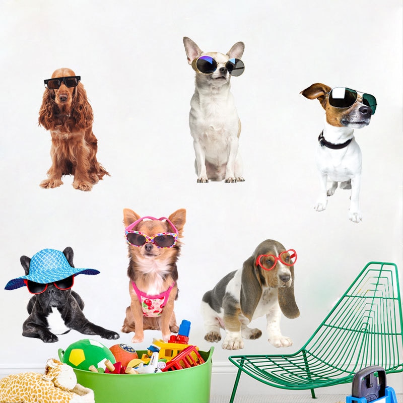 Cartoon Dog Wall Sticker 3D Cute Puppy Wall Stickers For Kids Rooms Nursery Wall Decor Removeable House Decoration Room Decal