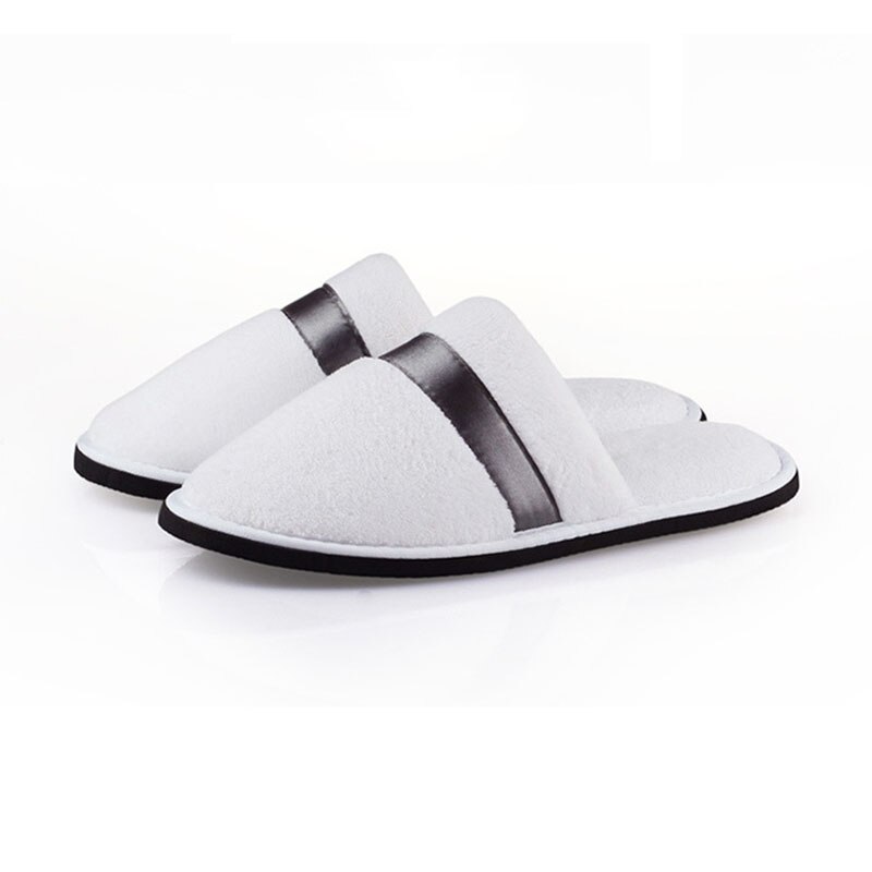 Femmes hôtel voyage Spa jetable corail polaire pantoufles partie sanitaire maison invité utilisation moelleux fermé orteil hommes jetables pantoufles: White 5 pairs