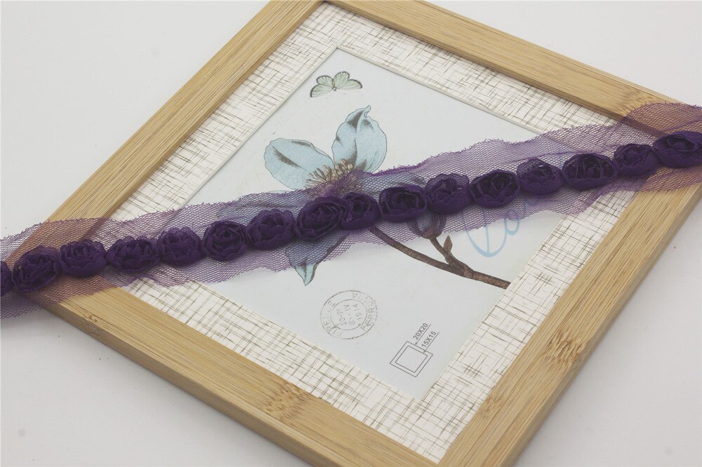 10y 2Cm Shabby Chiffon Roos Bloem Kant Trim Voor Diy Crafting Rompertjes Kleding Jurk Trimmen Home Decorations Naaien Leveringen: purple