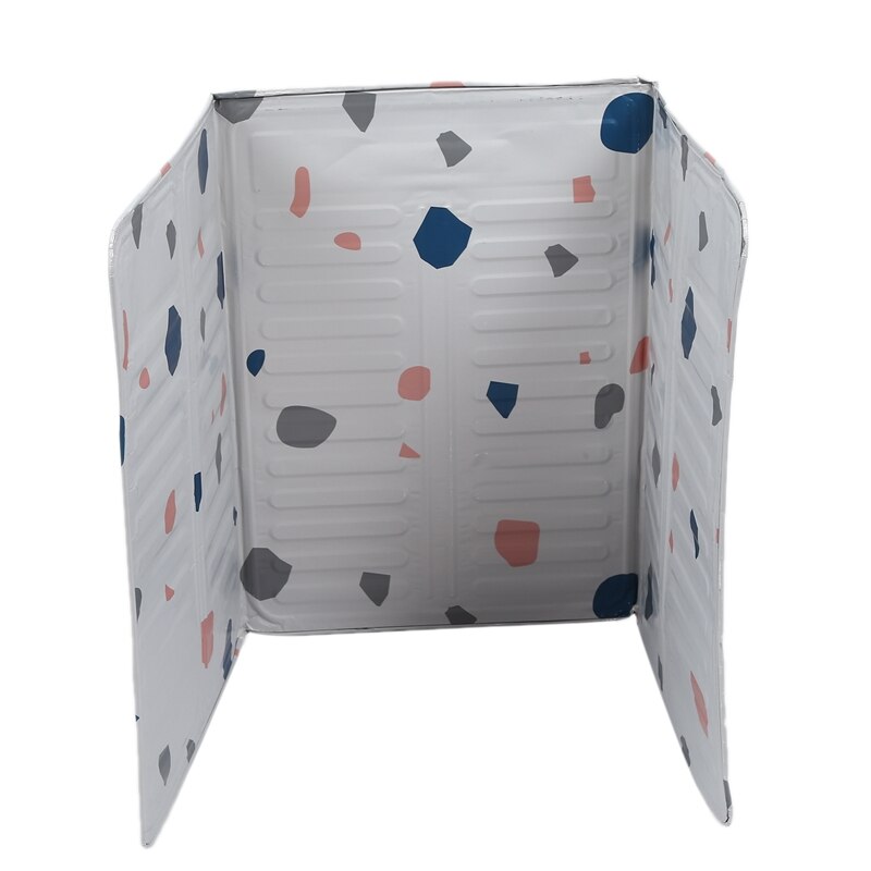 2 Pcs Set Splash Guard Board Guard Geometric Printed Aluminum Foil Block Barrier Stove Cooking Anti-Splashing Oil Baff