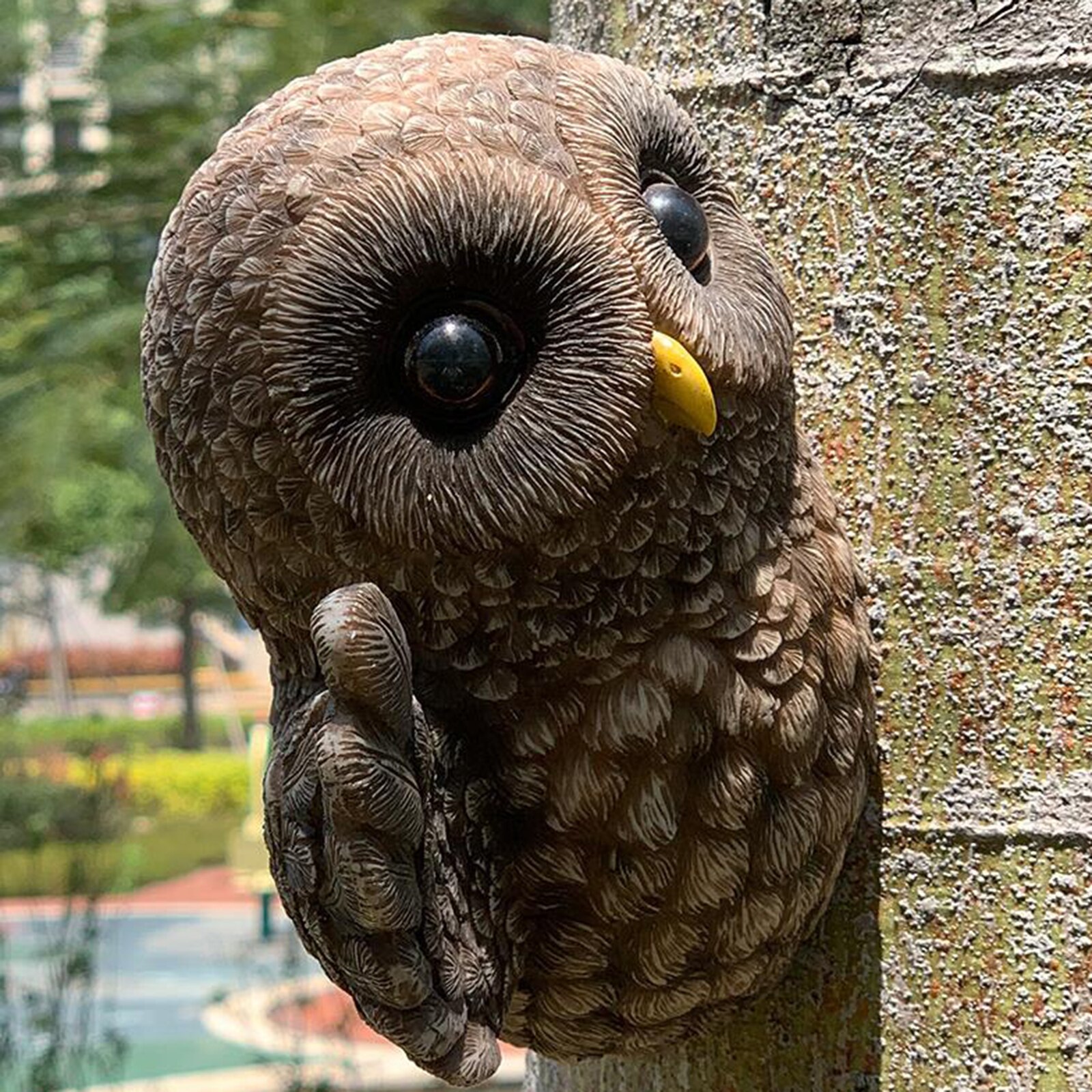 Newest Owl Resin Tree Trunk Decoration Statues Voyeur Landscaping Sculpture Art