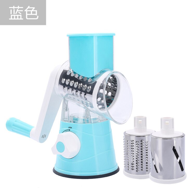 Potato Carrot Grater Slicer Vegetable Cutter Round Mandoline SlicerStainless Steel Multifunction Chopper Blades Kitchen Tool: Blue