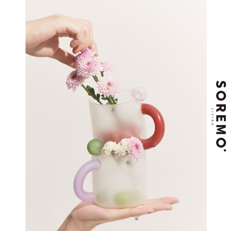 Jelly Beans Fat Mark Cup Glass To Drink Taza Cafe Lovely Ins Manual Color Milk Glass Coffee Cup Lovers