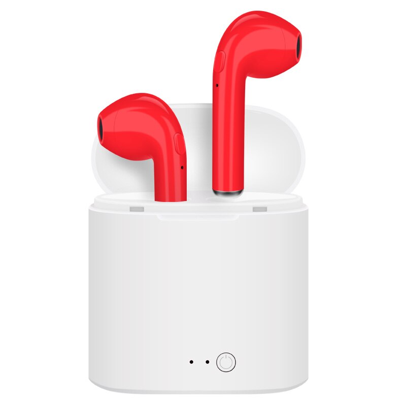 I7 i7s tws Auricolare Bluetooth Auricolari Auricolare senza fili del trasduttore auricolare Con Il Mic con cavo Per Apple Samsung Huawei xiaomi LG telefoni: Red With box