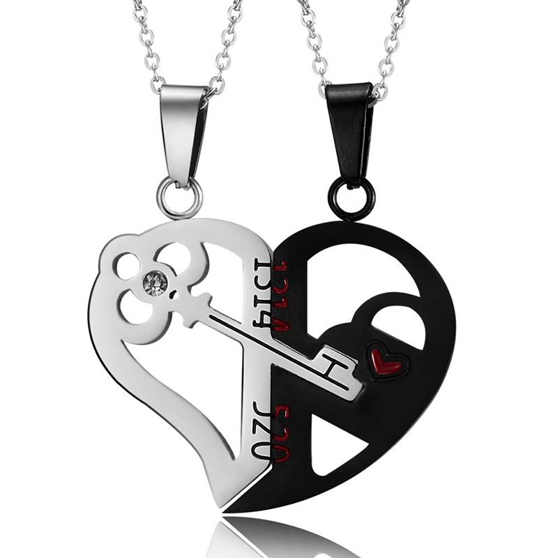 Collar con colgante de pareja de buena Simple, electrocardiograma, corazón magnético, collar de empalme colgante, del Día de San Valentín