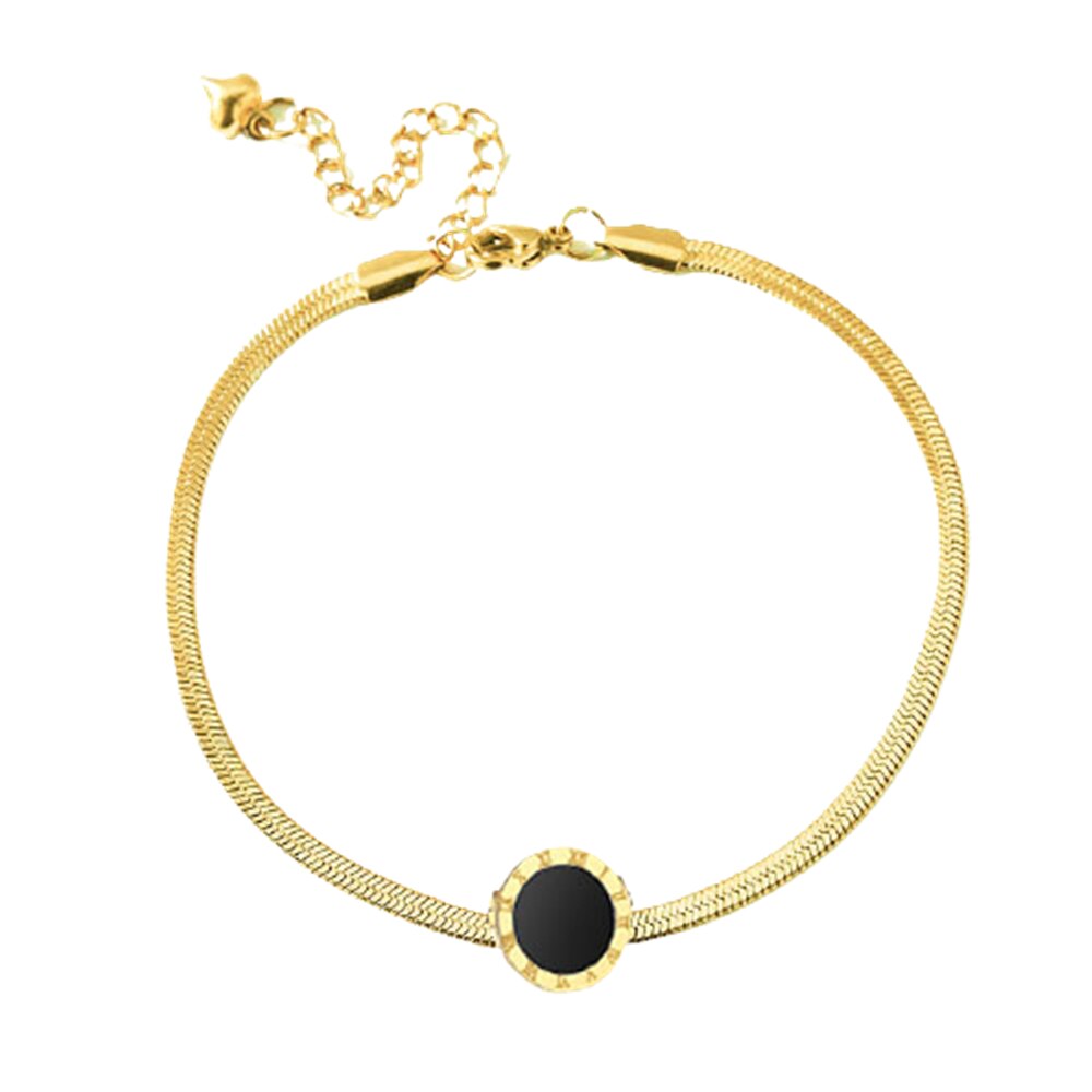 DOUVEI Men's Stainless Steel Gold Roman Number Cuff Bracelet Set - 18k Yellow Gold Plated Bangles