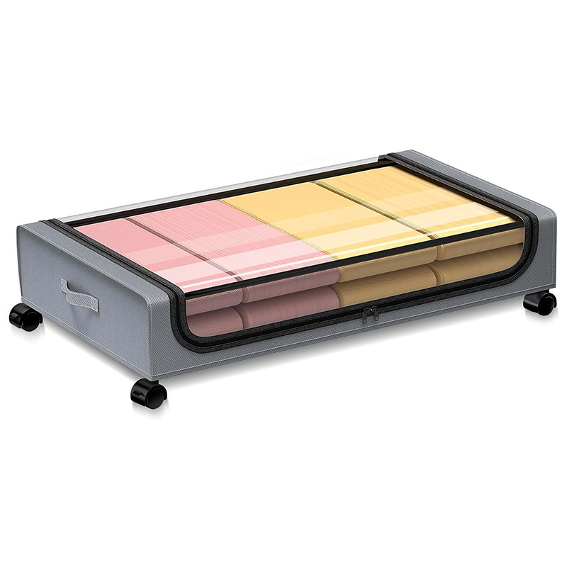 Caixa de armazenamento de roupas debaixo da cama, garra impermeável, cremalheira de armazenamento de pó, adequado para cobertores e colchas: Cinza claro