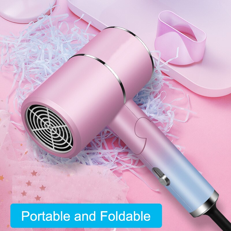 Electric Foldable Hair dryer Heating And Cooling Blue Light Anion For Household AppliancesTravel Portable Mini Dryers hair
