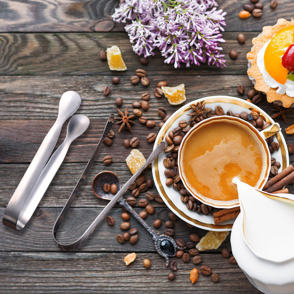 Pince à glace pour Barbecue avec pain en acier inoxydable de 11cm, pince à glace, accessoires de cuisine pour Bar