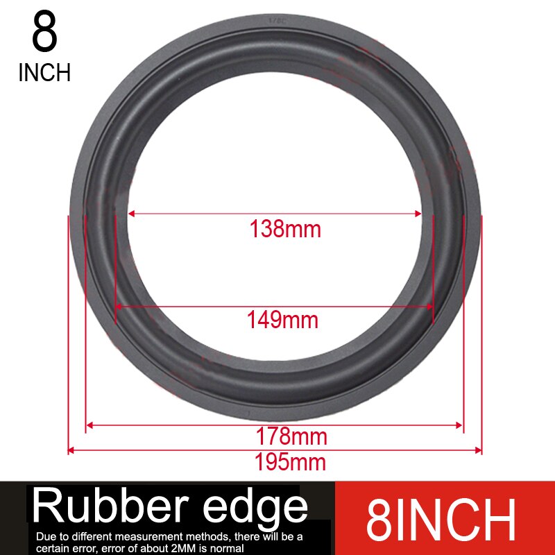 DIYLIVE 4~12-inch rubber wraparound folding ring subwoofer repair accessories (100 ~ 300mm) 4" 5 "5.5" 6.5 "7" 8 "10" 12": 2 pieces / 8INCH-Rubber edge