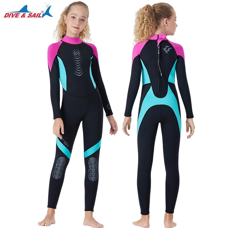 teenage wetsuit 2.5mm neoprene boys girls diving suit keep warm wet suit for cold water full suit for swimming