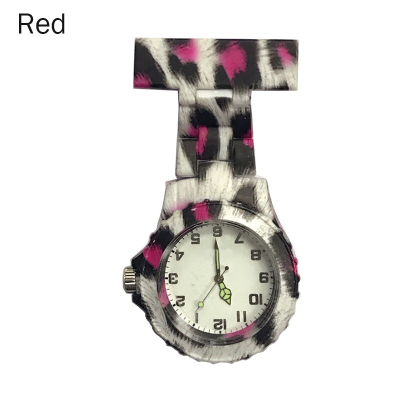 Colorful Silicone Round Dial Quartz Pocket Nurse Watch Quartz Brooch Doctor Nurse Hanging Watches KNG88: Red