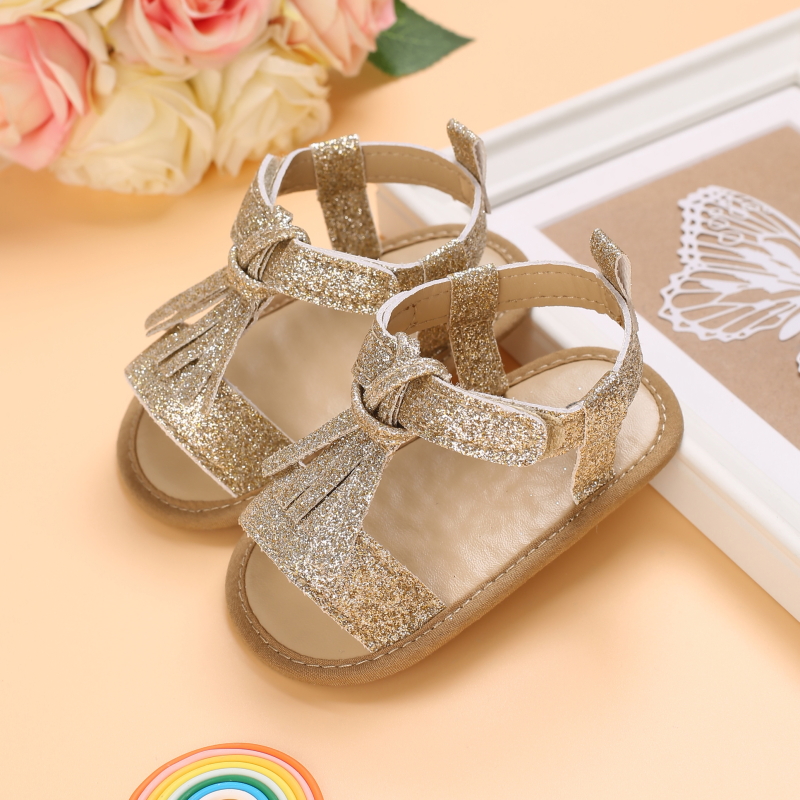 Baby Girl Sandal Neonatal Summer Sandal Leather Tassel With Bow Baby Toddler Sandal Cloth Sole Prewalker: A / 13-18 Months