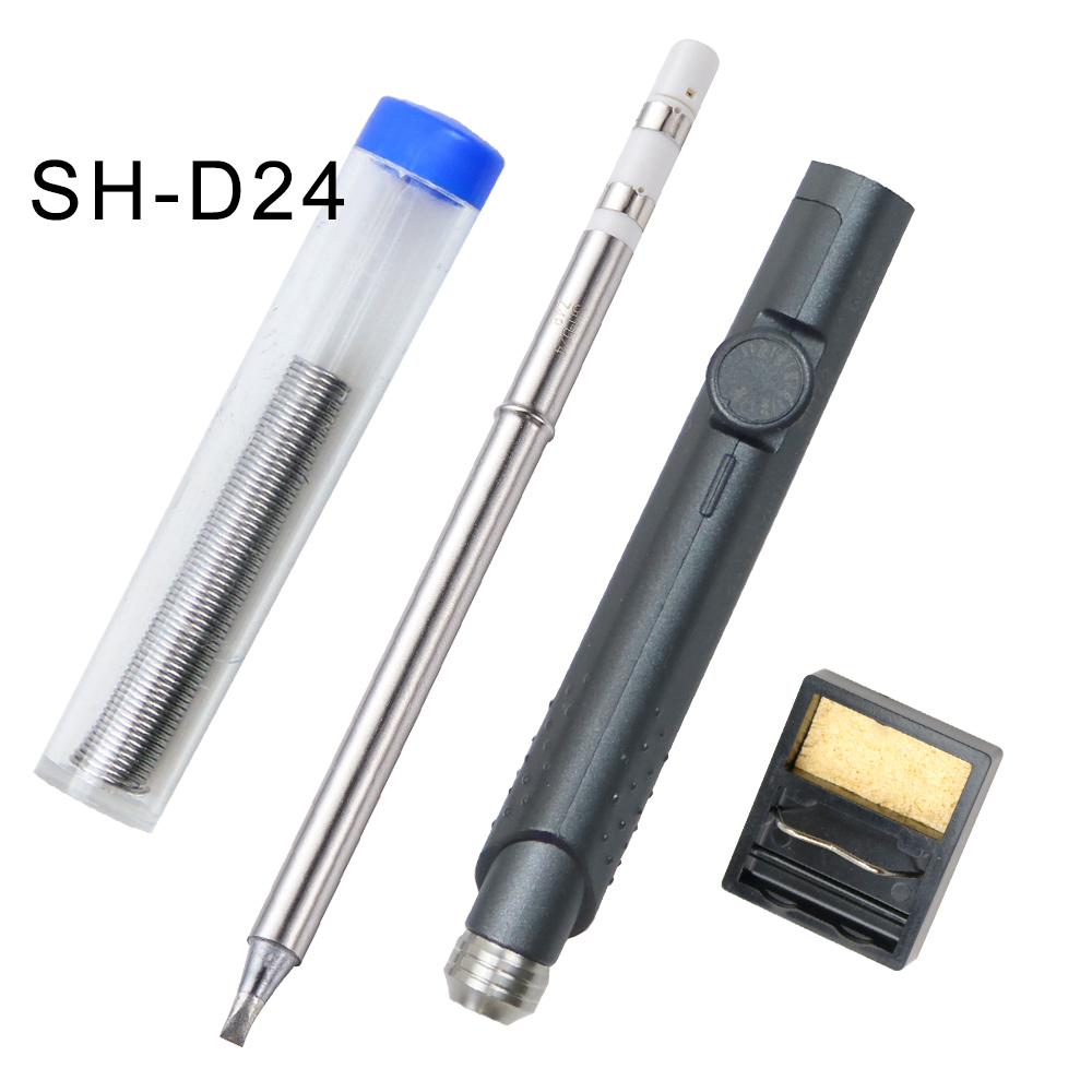 SH72 65W Mini Electric Soldering Iron Adjustable Temperature Portable Solder Welding Station DC Power Input 220-400C with tin: Blue
