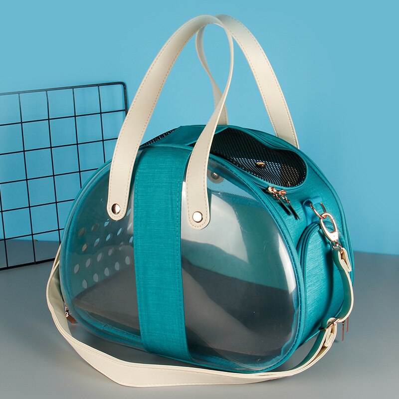 Soft Comfortable Pet Bag Foldable Cat Outing Bag Blue Pet Backpack PVC Space Capsule Cat Bag Transparent Portable Cat Bag: blue