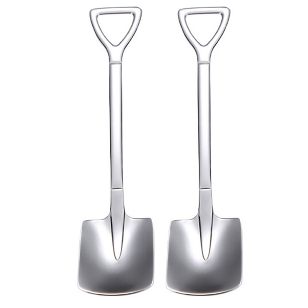 Anti-Rust Stainless Steel Iron Shovel Spoon Coffee Ice Cream Spoon Engineering Shovel Retro Square Head Spoon Kitchen Gadget: Big Square Spoon