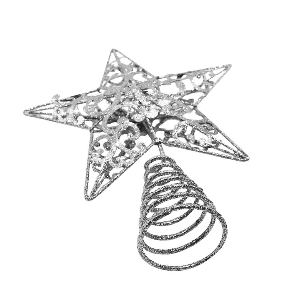 Adornos de escritorio delicados de plata de adornos para copa de árbol de Navidad suministros festivos de decoración de estrellas para el hogar Bar adornos colgantes de árbol de Navidad A5