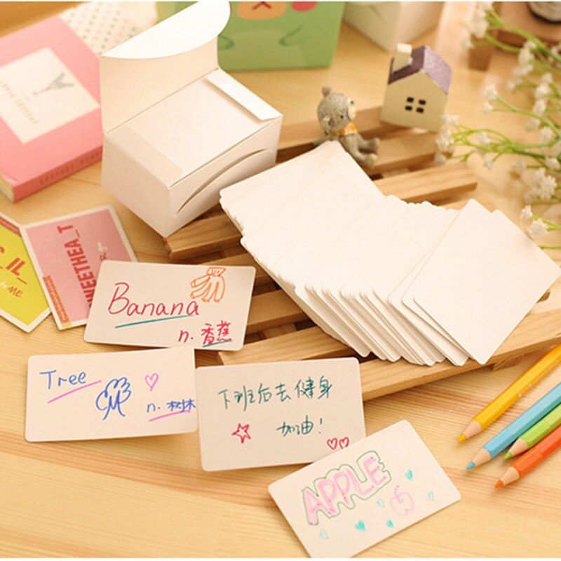 80/100Pcs White Cardstock Paper Blank Kraft PaperBusiness Card Craft Cardboard Word Card DIY Card Stationery