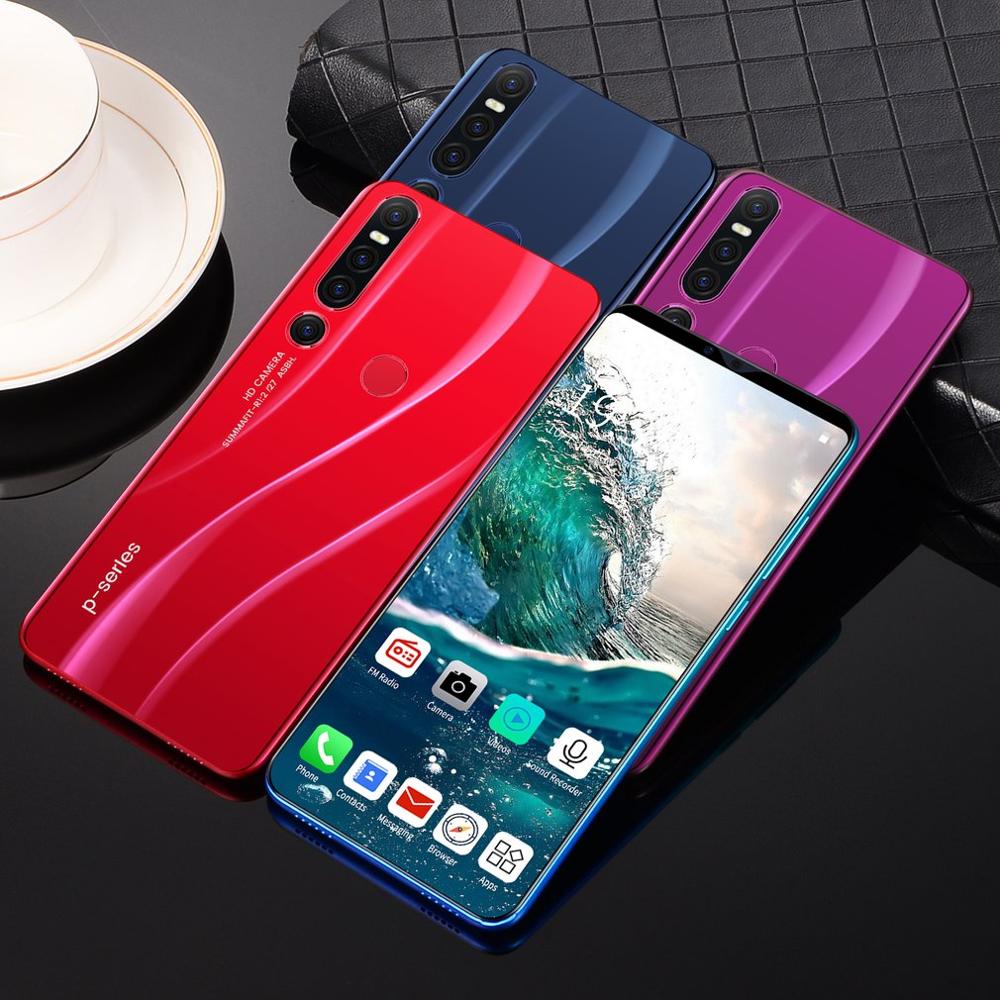 Novo p46 pro smartphone 1gb + 8gb celular android 9.1 handphone núcleo 6.1 polegada mobilephone rosto reconhecimento de impressão digital