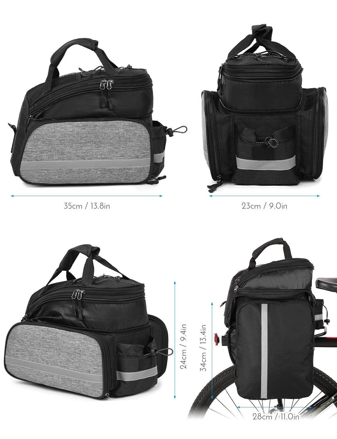 Lixada 13L Multifunctionele Fiets Rear Seat Bag Fietsen Bike Rack Seat Bag Kofferbak Fietstas Achterbank Tas Handtas Schoudertas