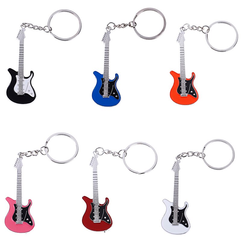 1Pcs Guitar Key Chain Set Metal Electric Guitar Mini Keychain Key Chain Key Ring