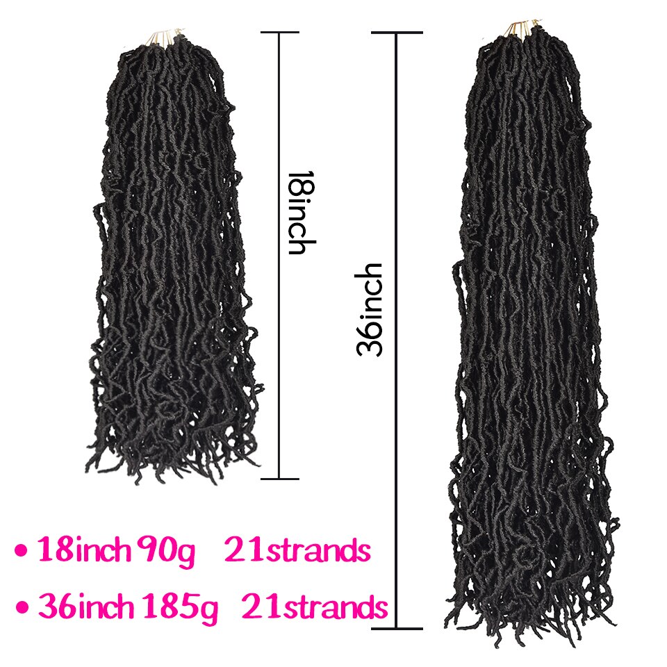 Faux Loc Crochet Hair Curly Synthetic Dreadlocks Soft Messy Boho Ombre Braiding Hair Extension Natural Goddess Nu Locs 36" Felek