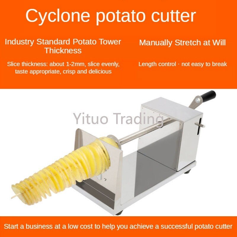Manual Multifunctional Stainless Steel Potato Slicing Machine Commercial Tornado Spiral Potato Chips Cutter Easy Operation CY